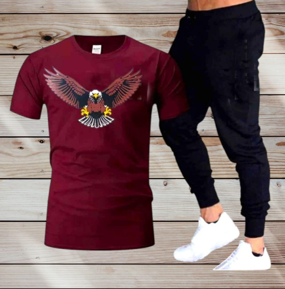 2PieceMen’s Graphic Printed Polyester Track Suit – Maroon
