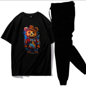 2PieceMen’s Printed Micro Polyester Track Suit – Black