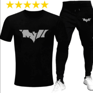 2 Piece Men's Summer Printed Tracksuit Black