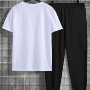 2 Pcs Men Women Polyester Printed Track Suit White, Black