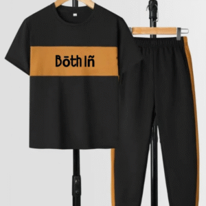 2 Piece Men's Summer Dri Fit Printed Tracksuit Black