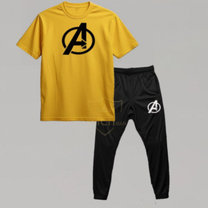 2 Piece Men's Micro Fabric Printed Tracksuit Yellow