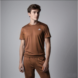 2 Piece Men's Plain Micro Interlock Tracksuit Brown
