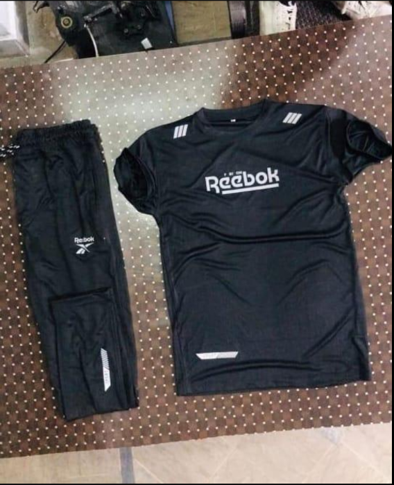 2 Piece Men’s Dri-Fit Printed T-Shirt and Trouser Tracksuit Black
