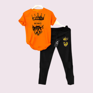 2 Piece Men’s Dri-Fit Printed T-Shirt and Trouser Tracksuit Orange