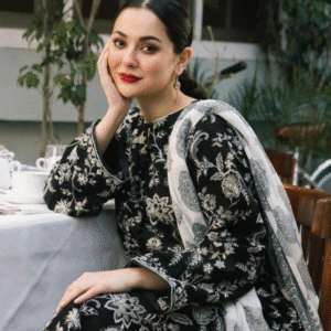 3 Piece Lawn Embroidered Suit Black