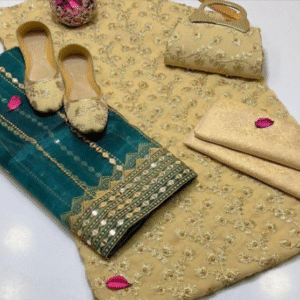 5 Piece Chiffon Nag Jaal Work Suit