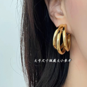 Alloy Earrings for Women 2 Pcs Golden Silver
