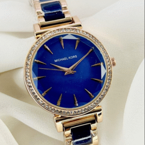 Women's Blue Stainless Steel Chain Watch Round Dial Quartz Water Resistant