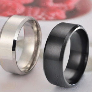 Titanium Artificial Stone Rings Set for Unisex with Multiple Sizes Silver