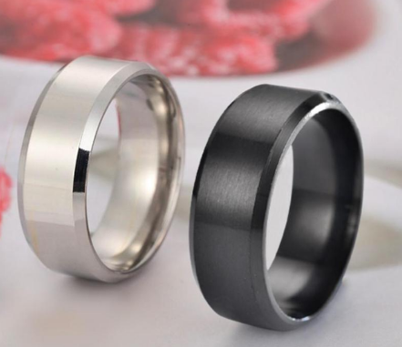 Titanium Artificial Stone Rings Set for Unisex with Multiple Sizes Silver
