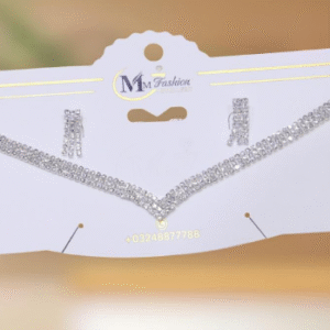 Crystal Studded Alloy Funky Necklace for Women with Modern Style Silver