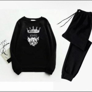 2 Piece Men's Printed Polyester Sweatshirt Track Suit Black