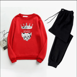 2 Piece Men's Printed Polyester Sweatshirt Track Suit Red, Black