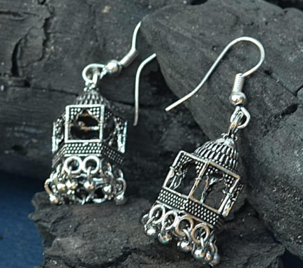 Silver Plated Alloy Jhumka for Women 2 Pcs Silver