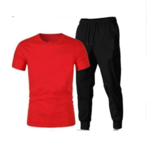 2 Piece Men's Cotton Jersey Printed Track Suit - Red