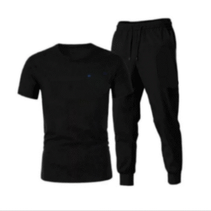 2 Piece Men's Cotton Jersey Printed Track Suit - Black