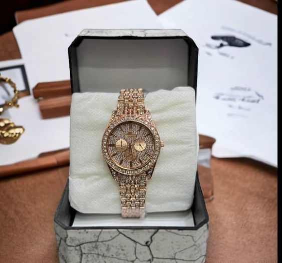 Stainless Steel Chain Strap Quartz Watch Rose Gold