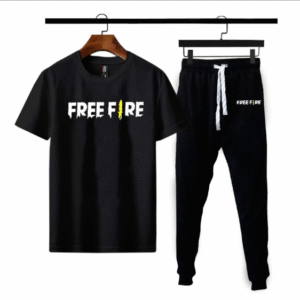 2 Piece Men's Polyester Printed Co-ord Set - Black