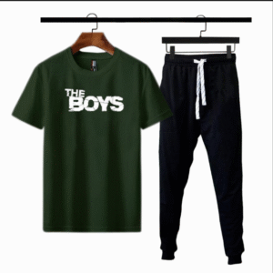 2 Piece Men's Cotton Jersey Printed Track Suit - Green