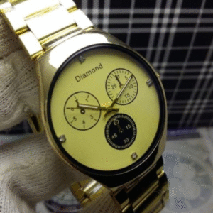 Men's Stainless Steel Textured Strap Chain Watch Black Silver Golden