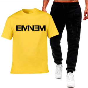 2 Piece Men's Printed Cotton Jersey Track Suit Yellow