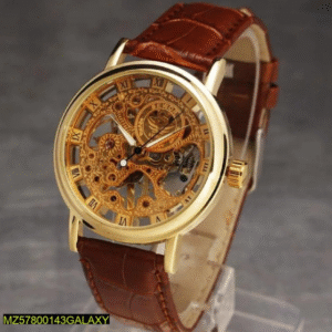 Men's PU Leather Plain Strap Luxury Watch Brown