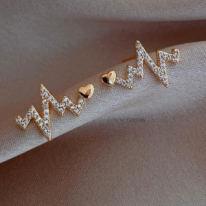 Golden Plated Zigzag Earrings Pair for Women 1cm x 0.5cm