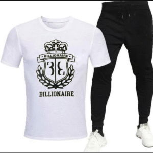 2 Piece Men's Printed Cotton Jersey Track Suit White