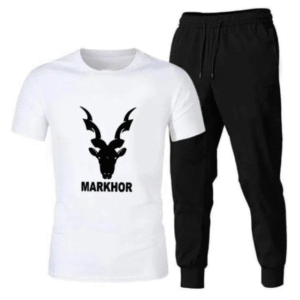 2 Piece Men's Printed Cotton Jersey Track Suit White