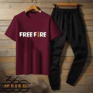 2 Piece Men's Printed Cotton Jersey Track Suit Maroon