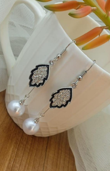 Silver Plated Earrings Pair for Women with Sleek Long Design Silver