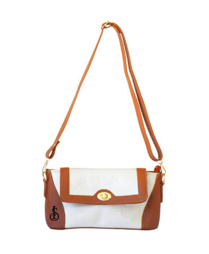 Textured PU Leather Shoulder Bag for Girls with Compact Design Brown