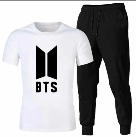 2 Piece Men's Printed Cotton Jersey Track Suit White