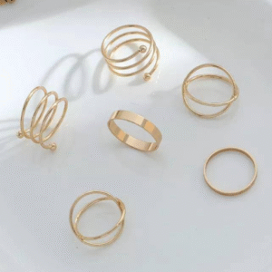 Alloy Rings Set for Women with Western Korean Style Design Golden & Silver