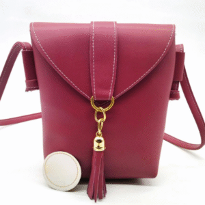 Plain PU Leather Shoulder Bag for Women with Compact Design Maroon