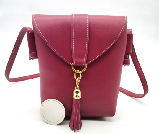 Plain PU Leather Shoulder Bag for Women with Compact Design Maroon