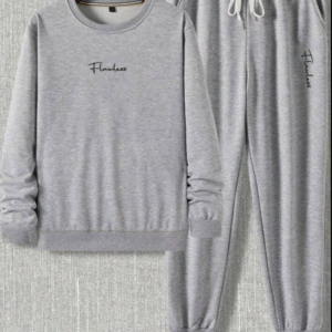 2 Piece Men's Women's Printed Dri Fit Sweatshirt Track Suit Grey