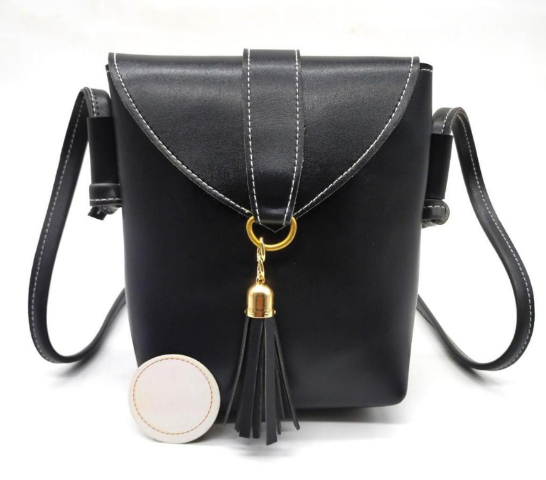 Plain PU Leather Shoulder Bag for Women with Compact Design Black