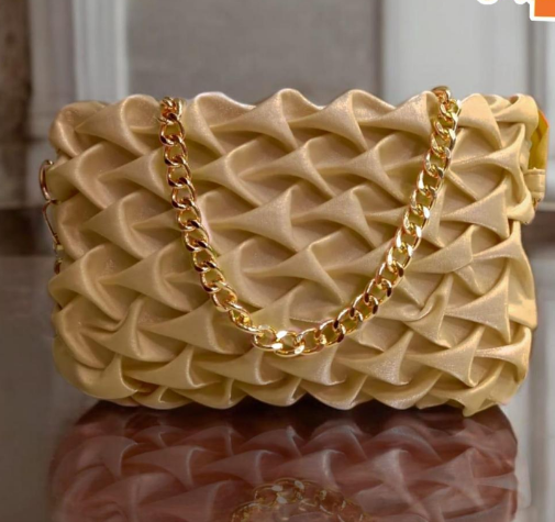 Textured Polyester Shoulder Bag for Women with Compact Design Yellow