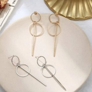 Golden and Silver Plated Western Korean Style Drop Earrings 4 Pcs for Women Golden Silver
