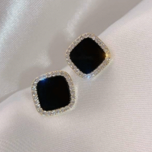 Golden Metal Earrings for Women with Small Classic Design Golden