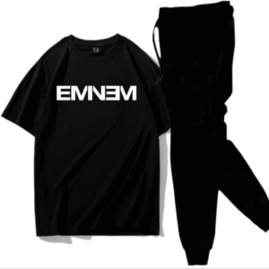 2 Piece Men's Printed Cotton Jersey Track Suit Black