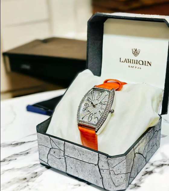 Oval Dial Steel Watch Women's Orange Black Blue White