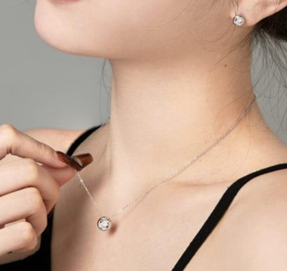 Silver Plated Pendant for Women with White Zircon in Simple Elegant Design Silver