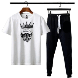 2 Piece Men's Printed Polyester Track Suit Yellow