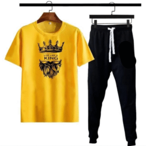 2 Piece Men's Printed Polyester Track Suit Yellow