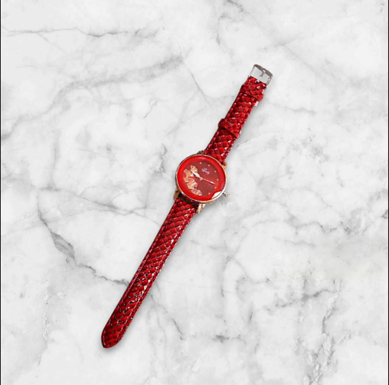 Women’s Leather Hybrid Watch Red