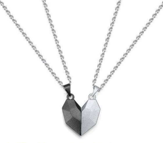 Silver Stainless Steel Heart Pendant Necklace Unisex