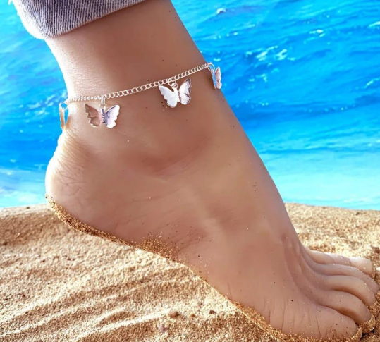 Silver Plated Alloy Anklet Pair for Women with Adjustable Fit Silver